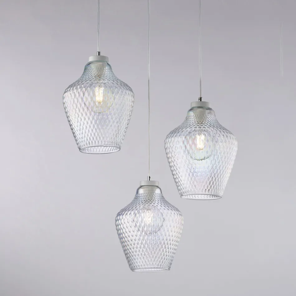 Alnitak 3-flammige Pendelleuchte aus schwarzem Glas und Metall Viadurini