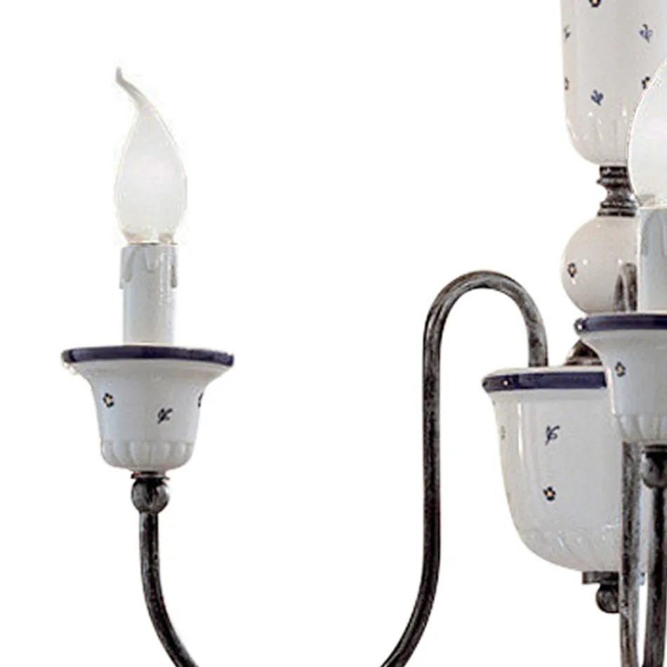 Handgefertigter Kronleuchter aus Keramik und antikem Messing – Sanremo Viadurini