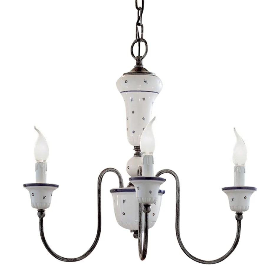 Handgefertigter Kronleuchter aus Keramik und antikem Messing – Sanremo Viadurini