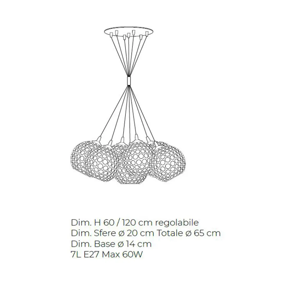 Handgefertigter Kronleuchter aus Venedig Glas und Metall - Bolle Balloton Viadurini