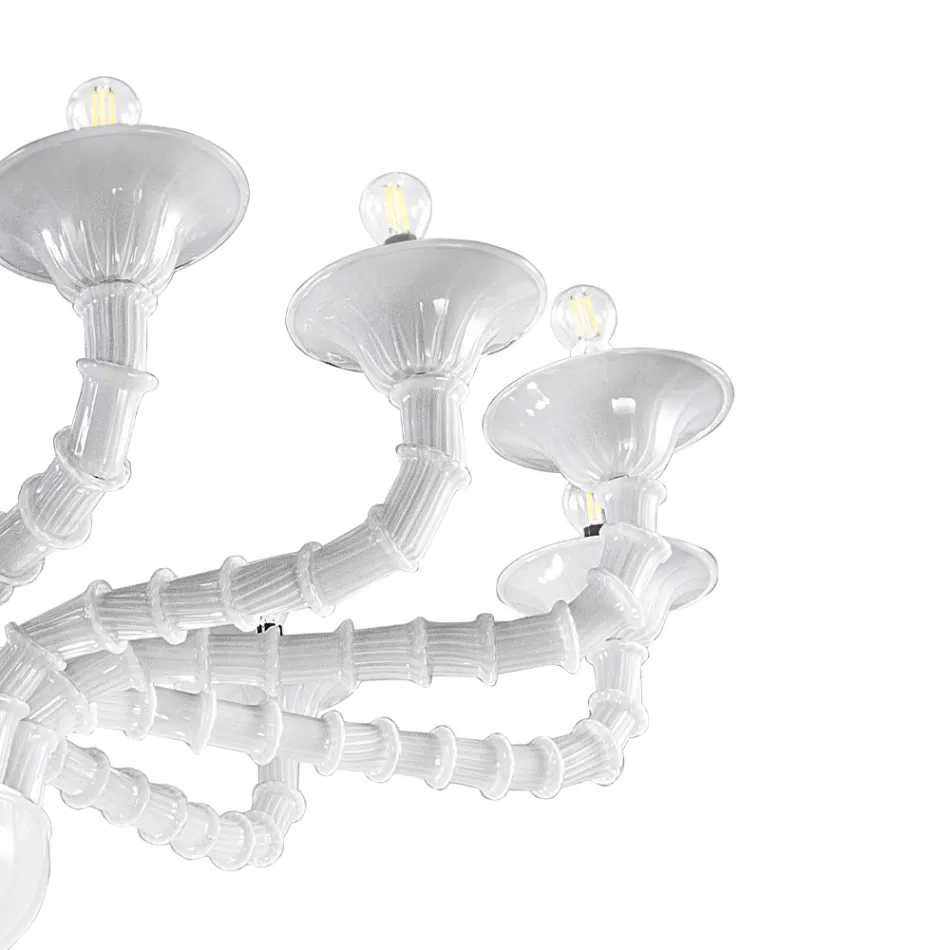 Handgefertigter venezianischer Kronleuchter aus mundgeblasenem Glas im klassischen Stil - Vanity Viadurini