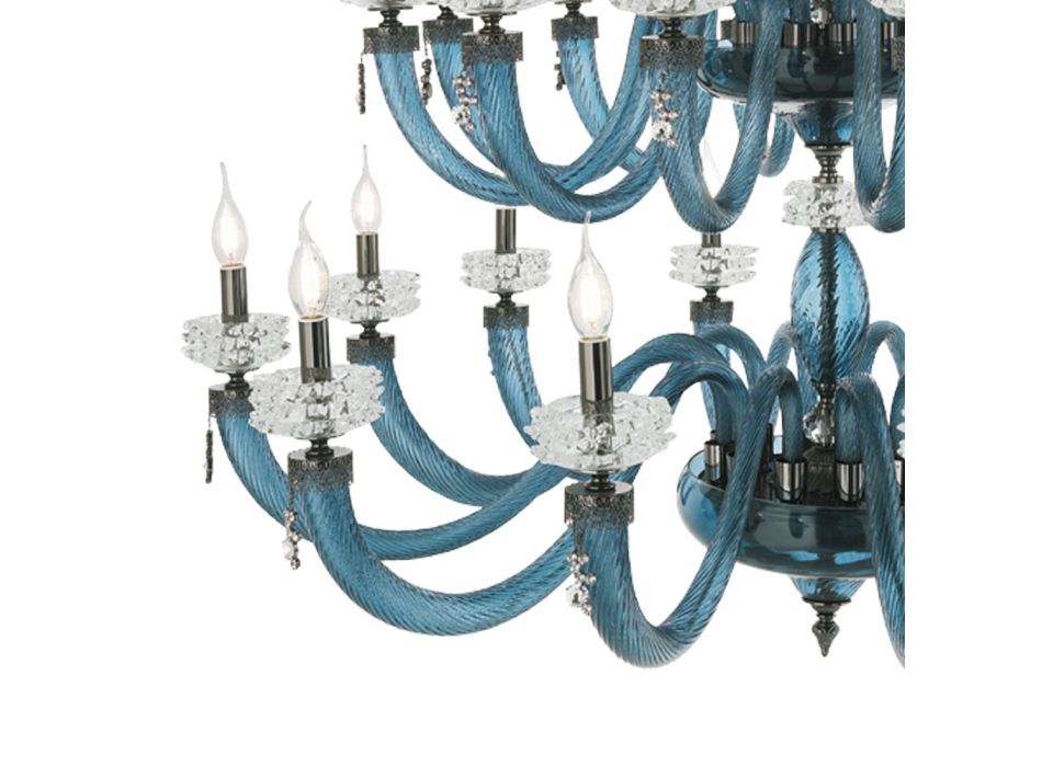 Klassischer Kronleuchter 18 Lichter aus handgefertigtem italienischem Luxusglas - Saline Viadurini