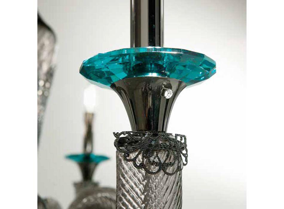 Klassischer Kronleuchter 18 Lichter aus handgefertigtem Glas und Kristallen - Magrena Viadurini