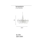 Luxuriöser italienischer handgefertigter Kronleuchter aus Glas mit 8 Lichtern - Achtsam Viadurini