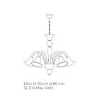 Klassischer handwerklicher Kronleuchter aus geblasenem weißem venezianischem Glas - Elsa Viadurini