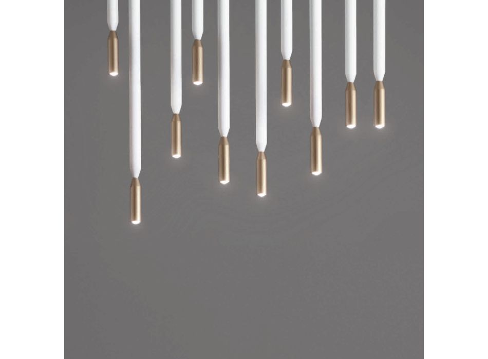 Kronleuchter mit 10 LED-Leuchten aus lackiertem Metall und verstellbaren Kabeln – Lärche Viadurini