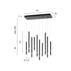 Kronleuchter mit 10 LED-Leuchten aus lackiertem Metall und verstellbaren Kabeln – Lärche Viadurini