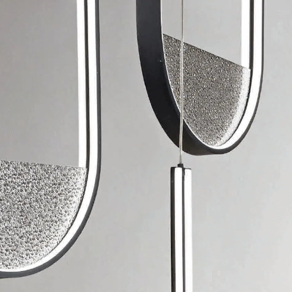 Kronleuchter mit 3 LEDs mit herausnehmbarem Einsatz aus Granulatglas – Catalpa Viadurini