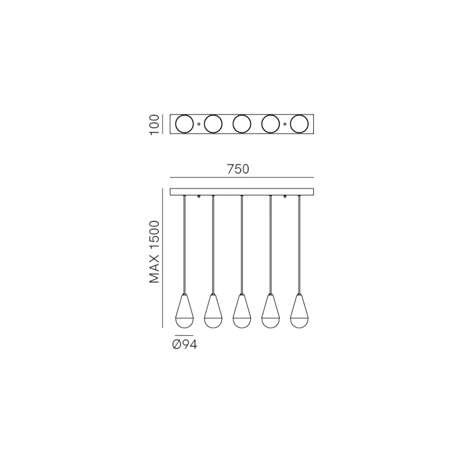 Kronleuchter mit 5 Lichtern aus Eisen und Glas, hergestellt in Italien – Cloudy Viadurini