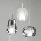 Kronleuchter mit 6 Diffusoren aus geräuchertem und transparentem Glas Made in Italy - Trilly Viadurini