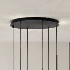 Kronleuchter mit 6 LEDs aus schwarz lackiertem Metall und geblasenem Glas – Ailanto Viadurini