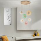 Kronleuchter mit 6 LED-Leuchten aus lackiertem Metall und farbigem Graniglia-Glas – Albizia Viadurini