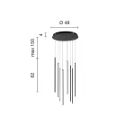 Kronleuchter mit 8 LED-Leuchten aus goldlackiertem Metall und verstellbaren Kabeln – Orange Viadurini