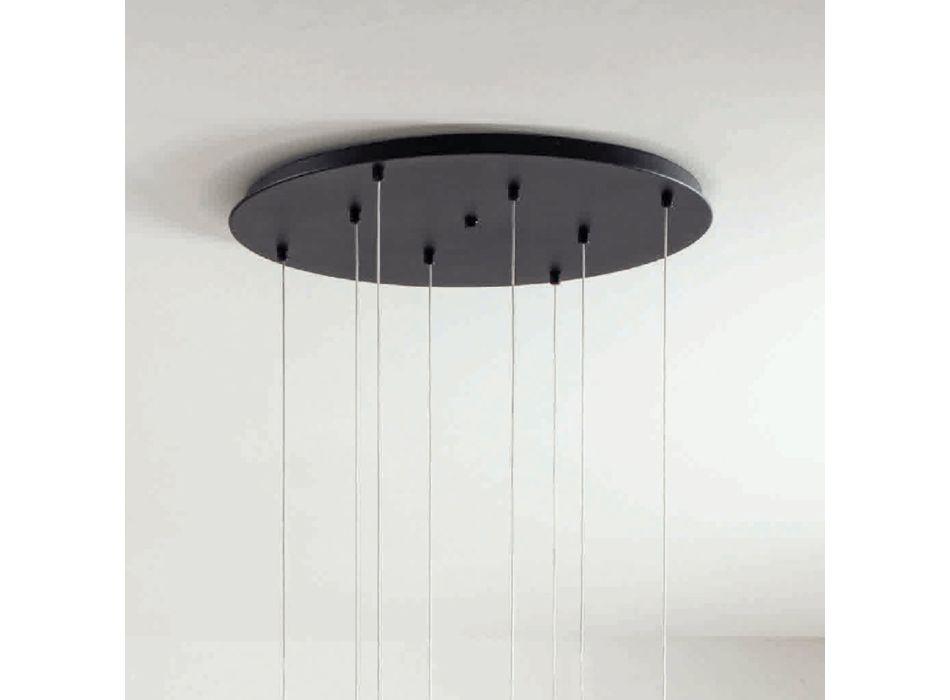 Kronleuchter mit rundem Sockel aus schwarz lackiertem Metall und LED-Licht – Hainbuche Viadurini