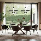 Kronleuchter mit Glaskörper und 3 Aluminiumkreisen - Clara Viadurini