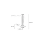 Kronleuchter mit Glaskörper und 3 Aluminiumkreisen - Clara Viadurini