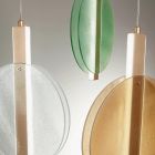 Kronleuchter mit LED aus lackiertem Metall und strukturiertem Glas – Baobab Viadurini