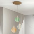 Kronleuchter mit LED aus lackiertem Metall und strukturiertem Glas – Baobab