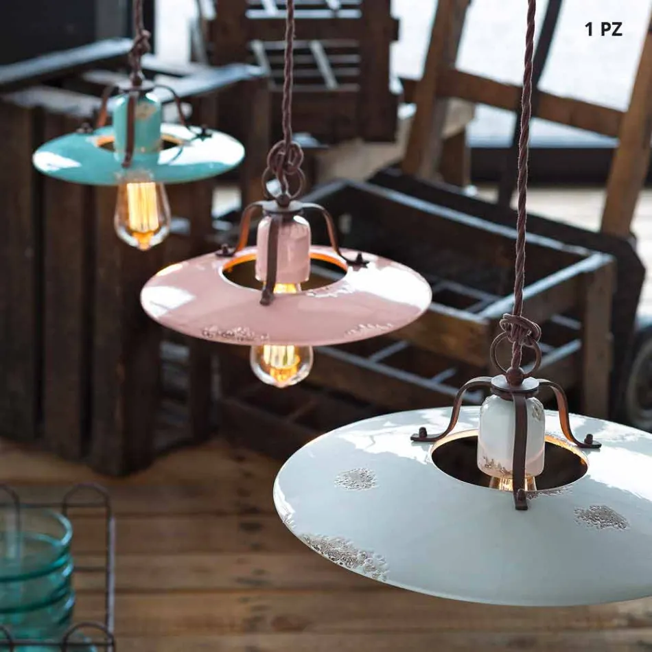 Land-Leuchter aus Keramik und Metall Monica Ferroluce Viadurini