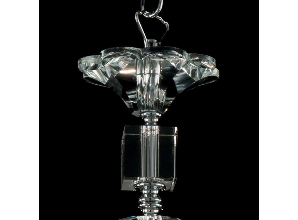 6 Lichter Design Kronleuchter in Ivy Glas und Kristall, made in Italy Viadurini