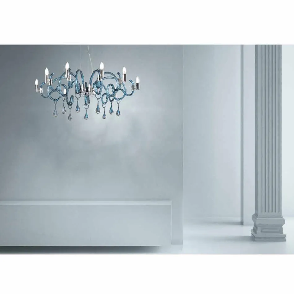 Handgefertigter 9-flammiger Kronleuchter aus venezianischem Glas Made in Italy - Bernadette Viadurini