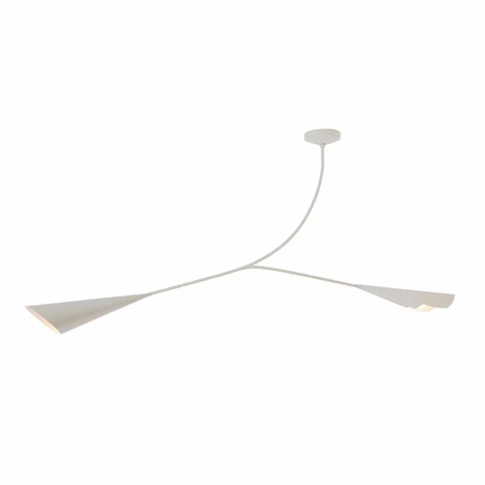 Handgemachter Kronleuchter aus weiß lackiertem Stahl Hergestellt in Italien - Elica Viadurini