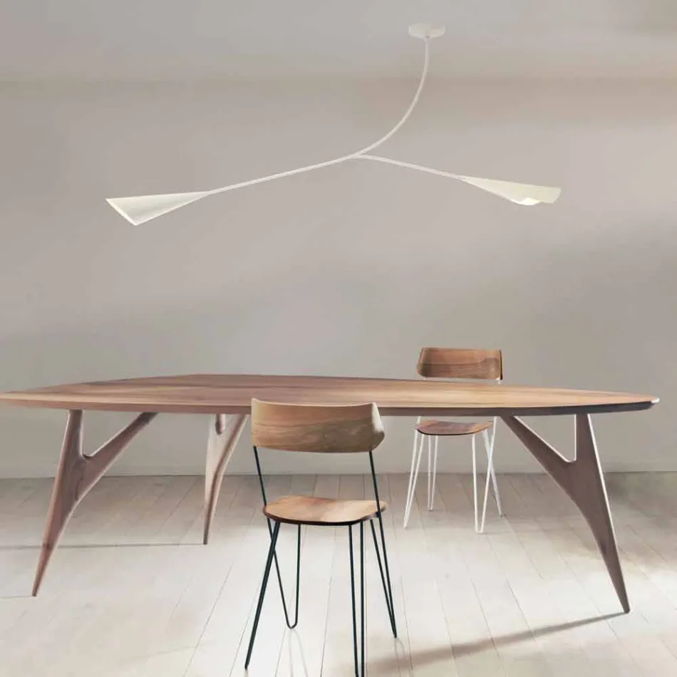 Handgemachter Kronleuchter aus weiß lackiertem Stahl Hergestellt in Italien - Elica Viadurini