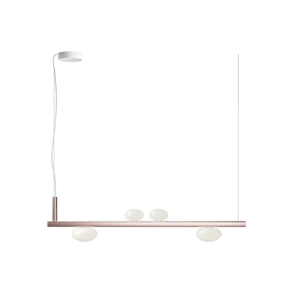 Aluminium-Kronleuchter mit weißem mundgeblasenem Glaslicht - Alma Viadurini