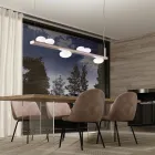 Aluminium-Kronleuchter mit weißem mundgeblasenem Glaslicht - Alma Viadurini