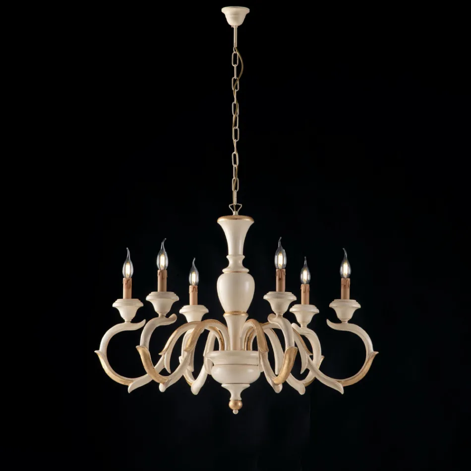 In Italien gefertigter Kronleuchter aus Holz für die Inneneinrichtung – Florenz Viadurini