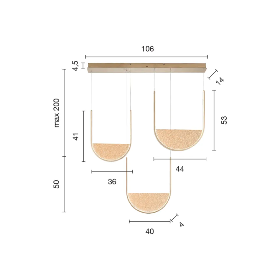Metall-Kronleuchter mit herausnehmbarem Einsatz aus Granulatglas – Catalpa Viadurini