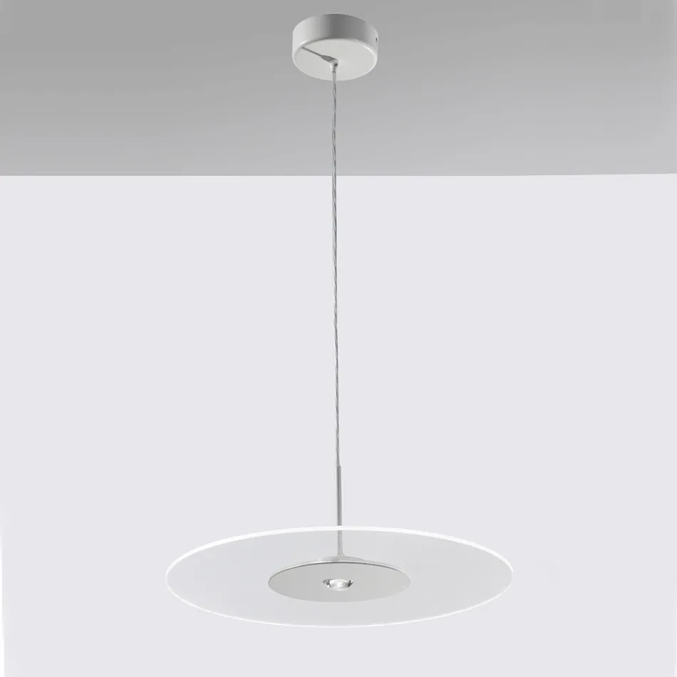 Kronleuchter aus Metall mit mikrogepunktetem Plexiglasdiffusor - Nora Viadurini