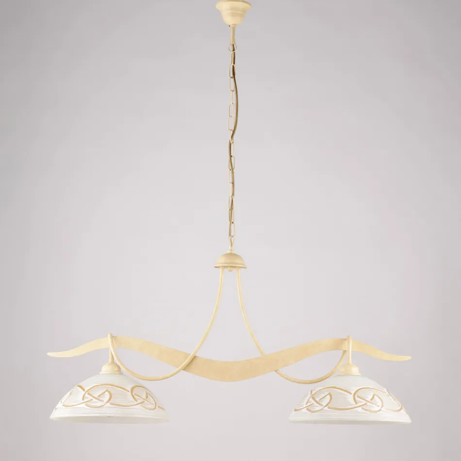 2-flammiger Kronleuchter aus Glas und Metall für die Innenbeleuchtung - Musca Viadurini