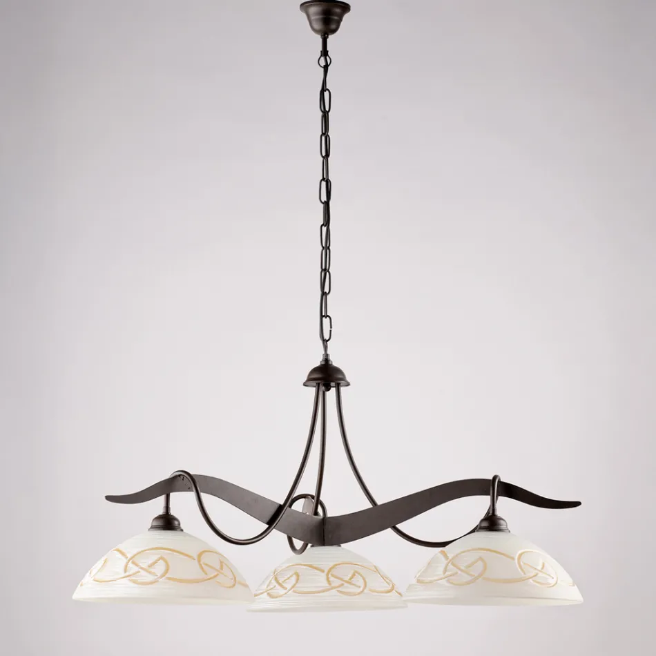 3-flammiger Kronleuchter aus Glas und Metall für die Innenbeleuchtung - Musca Viadurini