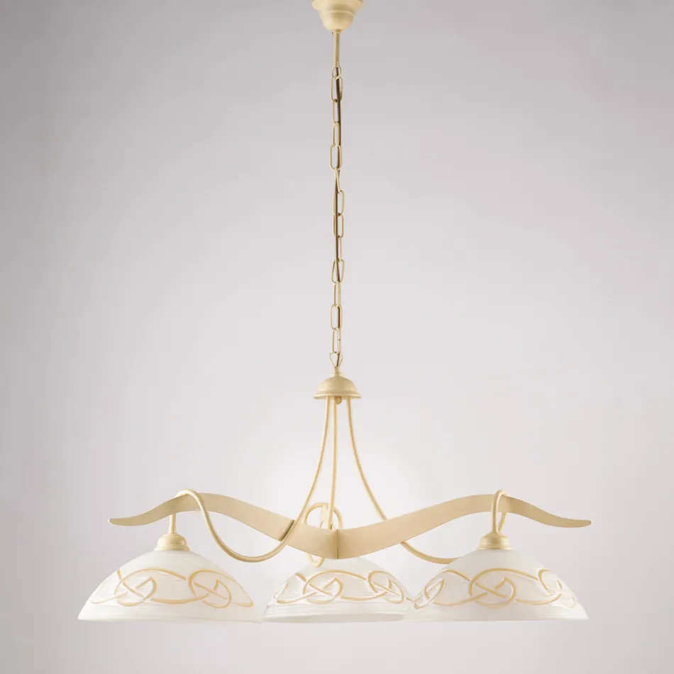 3-flammiger Kronleuchter aus Glas und Metall für die Innenbeleuchtung - Musca Viadurini