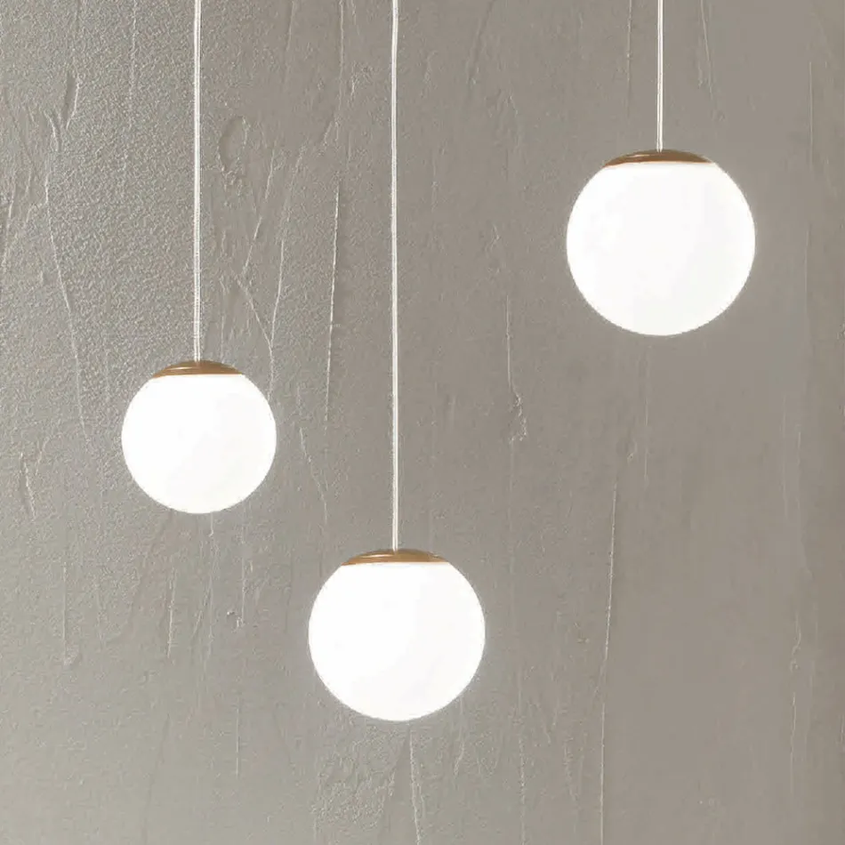 Goldfarbener Kronleuchter aus lackiertem Metall mit 3 LEDs und optionalem Glas – Buche Viadurini