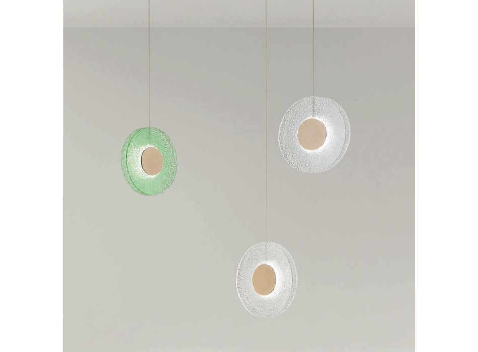 Kronleuchter aus lackiertem Metall und farbigem Glas mit LED-Licht – Albizia Viadurini