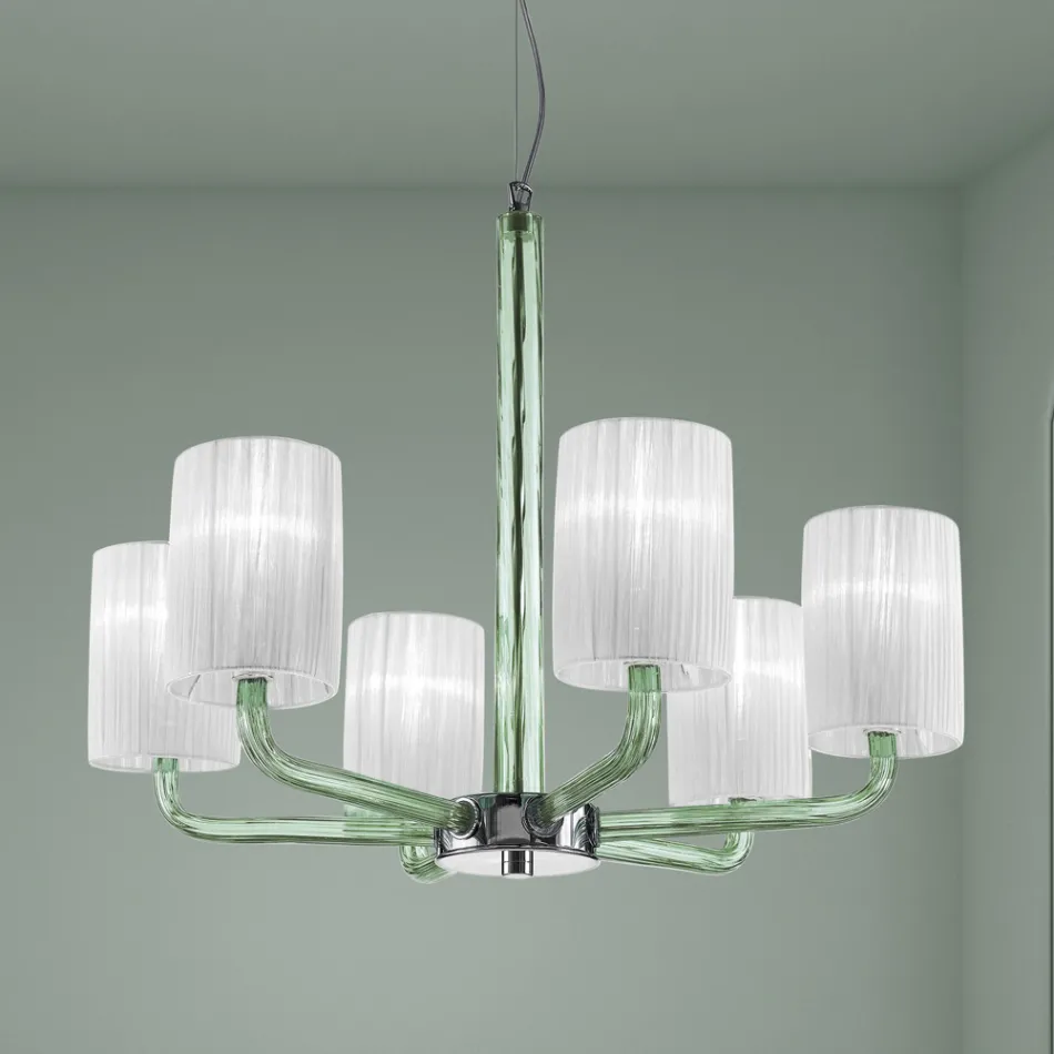 Kronleuchter aus venezianischem Glas und Metall, handgefertigt in Italien - Graham Viadurini