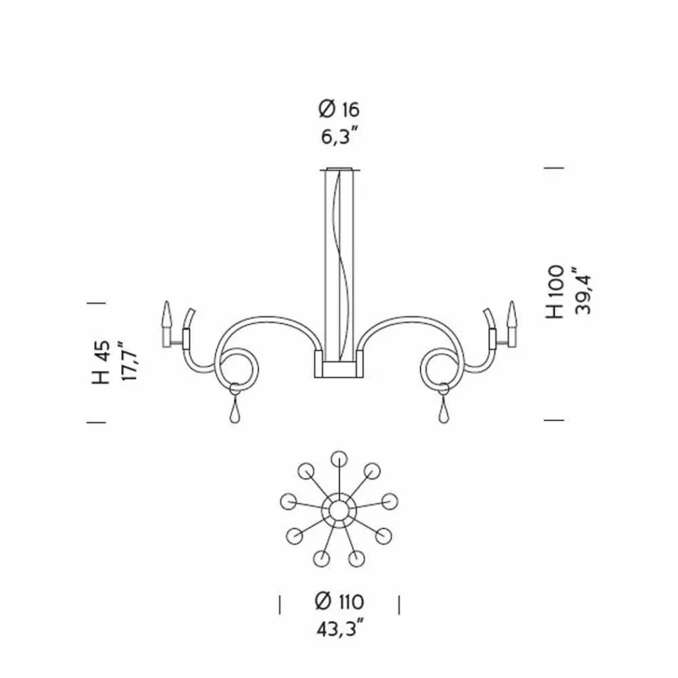 Handgefertigter venezianischer Glaskronleuchter mit 9 Lichtern Made in Italy - Bernadette Viadurini