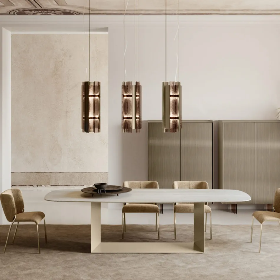 Velis – Elegant gestalteter, moderner Kronleuchter aus Fusingglas, hergestellt in Italien Viadurini
