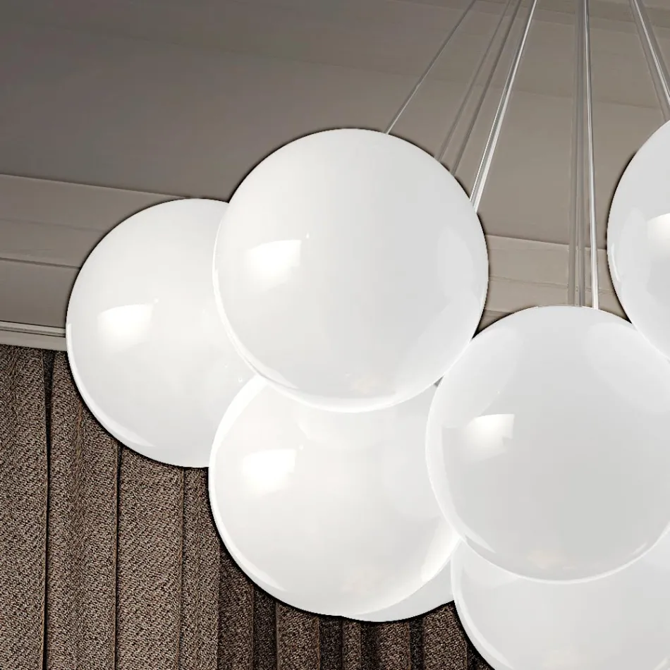 Moderner mundgeblasener Kronleuchter aus venezianischem Glas - Schnee Viadurini