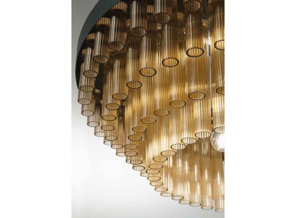 Moderner Kronleuchter aus mundgeblasenem Glas und Metall, italienische Handwerkskunst - Maesta Viadurini