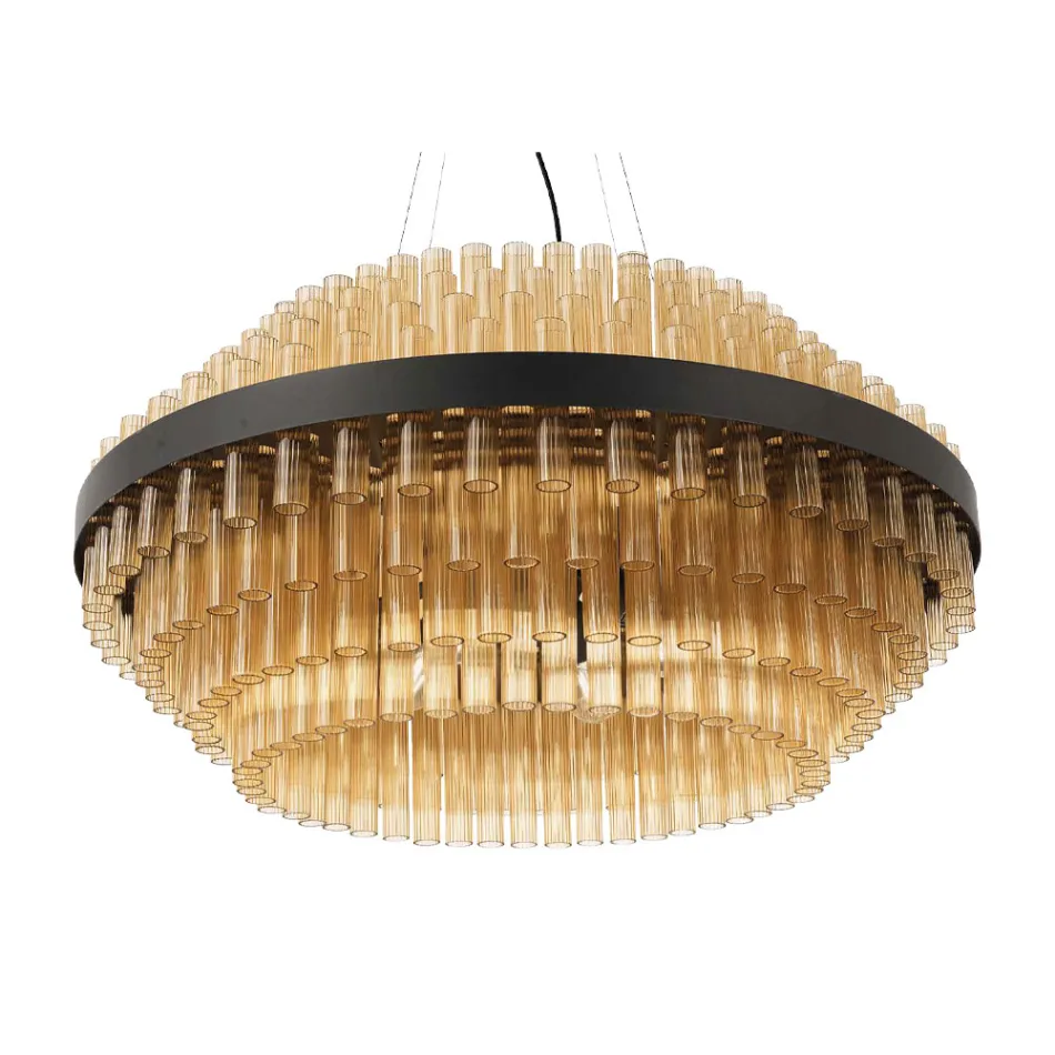 Moderner Kronleuchter aus mundgeblasenem Glas und Metall, italienische Handwerkskunst - Maesta Viadurini