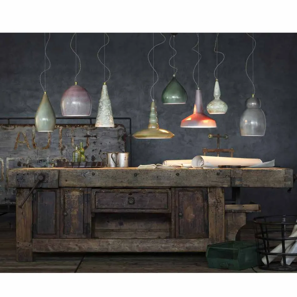 Retro-Kronleuchter gestaltete Keramiksuspension Ferroluce Viadurini