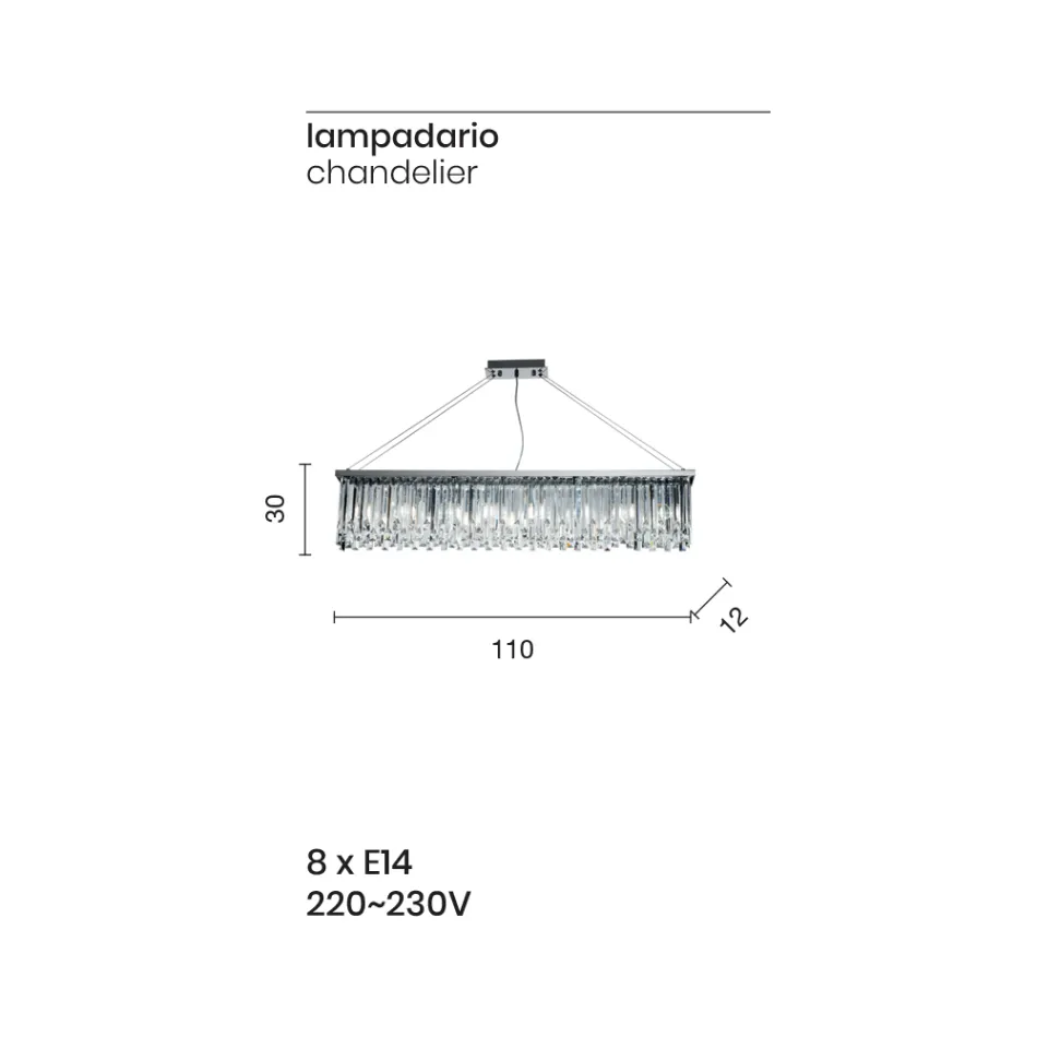 Klassischer Luxus-Hängeleuchter aus Metall und geschliffenem Kristall - Zolando Viadurini