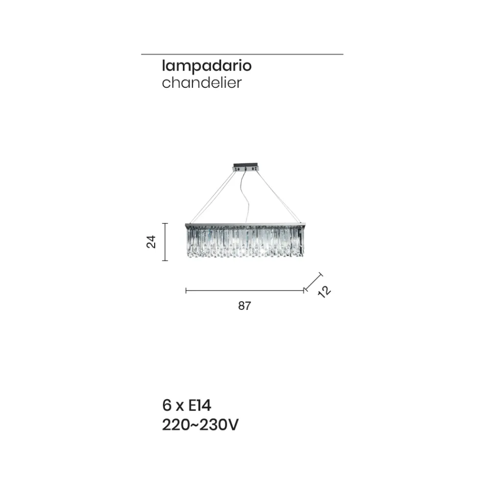 Klassischer Luxus-Hängeleuchter aus Metall und geschliffenem Kristall - Zolando Viadurini