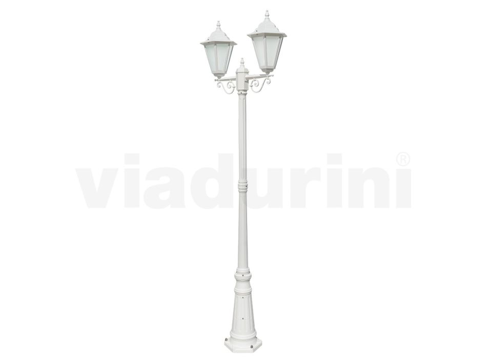 Vintage-Lampe mit 2 Lichtern aus weißem Aluminium, hergestellt in Italien – Terella Viadurini