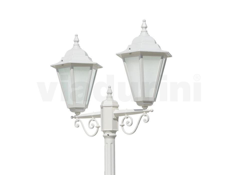 Vintage-Lampe mit 2 Lichtern aus weißem Aluminium, hergestellt in Italien – Terella Viadurini