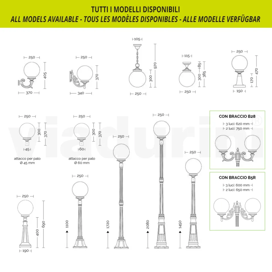 145 cm hohe Straßenlaterne aus Acryl und anthrazitfarbenem Aluminium. Hergestellt in Italien - Trovaanthrazit Viadurini