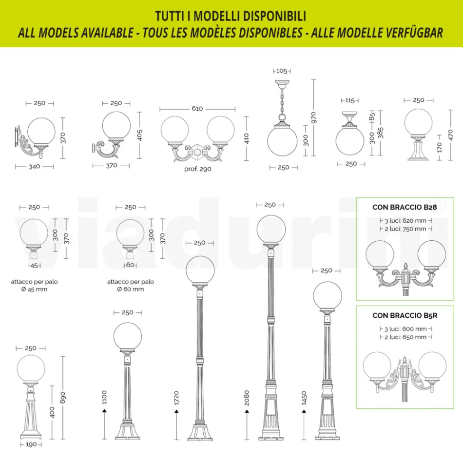 230 cm hohe Straßenlaterne aus weißem Acryl und Aluminium, hergestellt in Italien - Trovabianco Viadurini